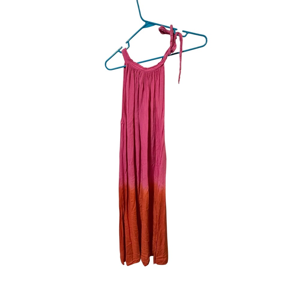 Mud Pie Size Medium Pink Orange Ombre Dip Dye Maxi Dress